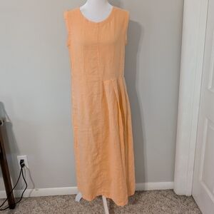 Backstage‎ Womens Linen Midi Dress SIZE 2 Lagenlook Minimal Sleeveless Peach